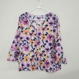 Women's Emily Daniels Floral Print Top Sz 1X